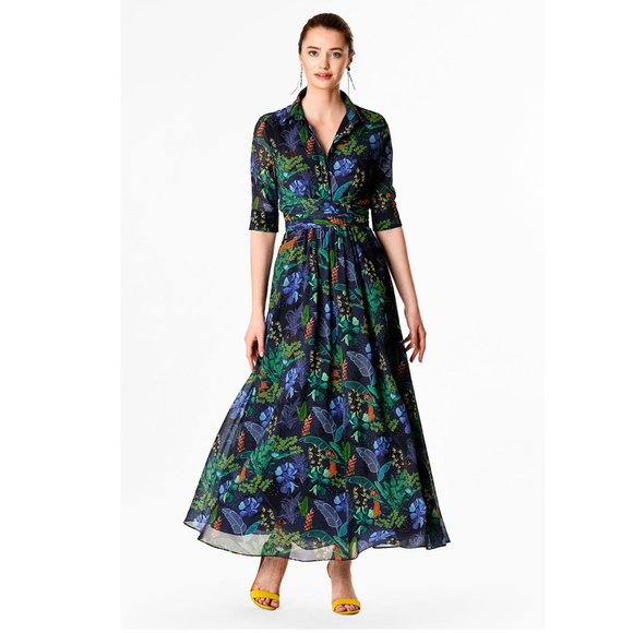 eShakti Dresses & Skirts - Wayward Fancies Maxi Dress ~ 2x ~ Sleeveless ~ botanical print